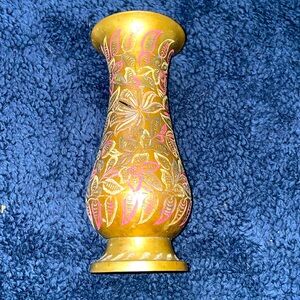 Vintage MCM Brass flower vase India